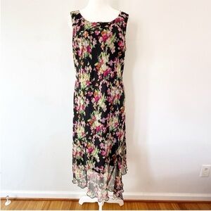 Vintage Women Y2K Sheer Floral Asymmetrical Dress Sz 8 Bloomcore Fairy Romantic
